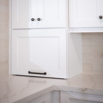kitchen countertop corner with bread cabinet