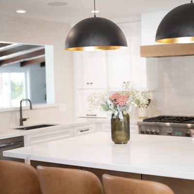 countertops with flowers on kitchen island in Santee, CA, 